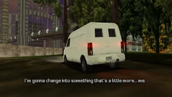 Casa stops in a secluded area surrounded by trees.