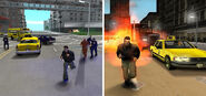 An early screenshot of GTA III Beta, compared to the final version.