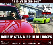 Double GTA$ and RP on Races.