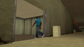 Victor enters the elevator, going down to the basement.