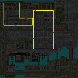 San Andreas tramway map. Red indicates tram stops, marked with in-game tram stop signs.