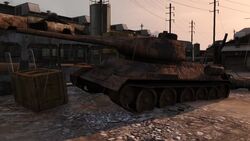 The T-34 wreck in the original versions. (Rear quarter view)