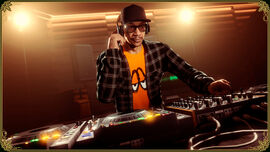 Promotional screenshot of DJ Pooh in the studio.