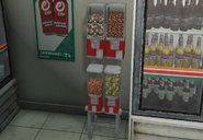 Various candy coin machines in store.