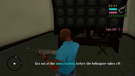 Get out of the admin building before the helicopter takes off.