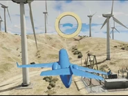 Through the wind farm, keeping low...