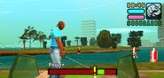 The golfing minigame in Grand Theft Auto: Vice City Stories, during "Home's on the Range".