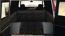 The rear interior of the snowy Burrito