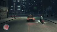 An Alderney State Trooper chases Niko through President's City after skipping a taxi ride from Alderney.