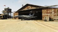 In Grand Theft Auto V, the player can store a P-996 LAZER in the hangar.