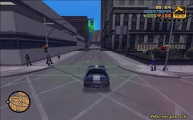 Claude driving to the docks in Newport to steal a police boat.