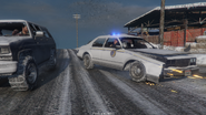 An NYSP car being rammed off the road.
