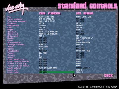 Controls for GTA Vice City-PC