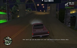 Ryder tells CJ that if he wants Ryder to not bother him about his driving skills, then he shouldn't crash the car.