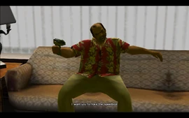 Diaz tells Tommy to take the boat that Tommy recently acquired for Diaz and go to the freelancer's location and buy cargo from him.