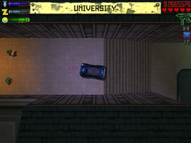Arriving in the alley at the City University.