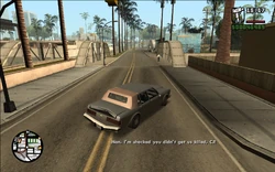 Ryder just says that he's shocked CJ didn't crash the car and get the quartet killed.