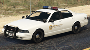 A Sheriff Cruiser with halogen roof lights.