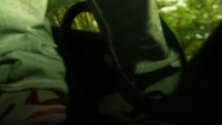 A red  badge that can be briefly seen on the truck's steering wheel (0:52)