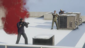 The three robbers (at night).