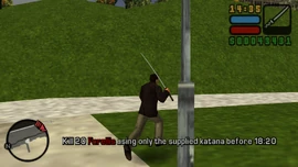 Kill 20 Forellis using only the supplied katana before [time]