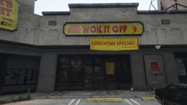 WokItOff-GTAV-FrontDay.png (2.06 MB) Daytime view; note the signage that uses a pound sign instead of the dollar.