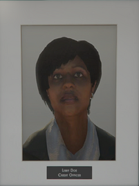 Her portrait and title.