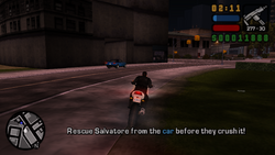 Rescue Salvatore from the car before they crush it!