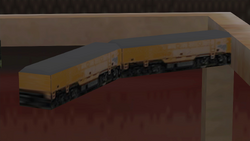 Yellow model train.