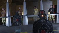 Pre-release screenshot of players on a Bunker shooting range.