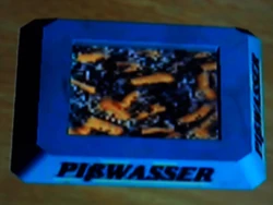 An ashtray bearing the Pißwasser word-mark (GTA IV).