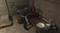 Using the brick press.