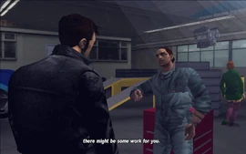 Joey introduces himself to Claude and tells him that he may come back later, as Joey may provide Claude with some work.