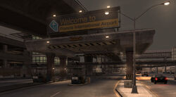 Tollbooths into Francis International's long-term parking area in GTA IV.
