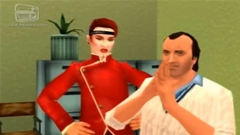 The cutscene opens with Reni hitting on Phil Collins.