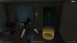 Exit the motel room.
