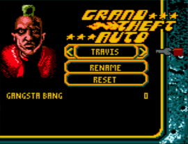 Travis in the character selection menu (Game Boy Color version).