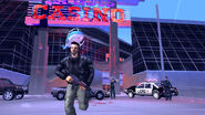 Claude and the LCPD outside the casino, GTA III.