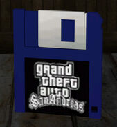 A 3.5" floppy disk icon in GTA San Andreas.