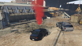 His wrecked car in the crusher.