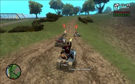 Carl and Catalina shooting down the first of the three bandits.