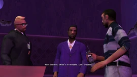 T-Bone informs Jizzy and CJ that Toreno is in trouble.