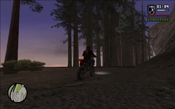Carl's journey up the mountain leads him to a forested till overlooking the Badlands.