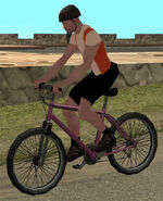 A pedestrian riding a Mountain Bike in Grand Theft Auto: San Andreas.