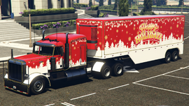 A Happy Holidays Trailer being towed by a Happy Holidays Phantom. (Rear quarter view)