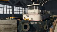 The Olifantus inside the LSPA boathouse.