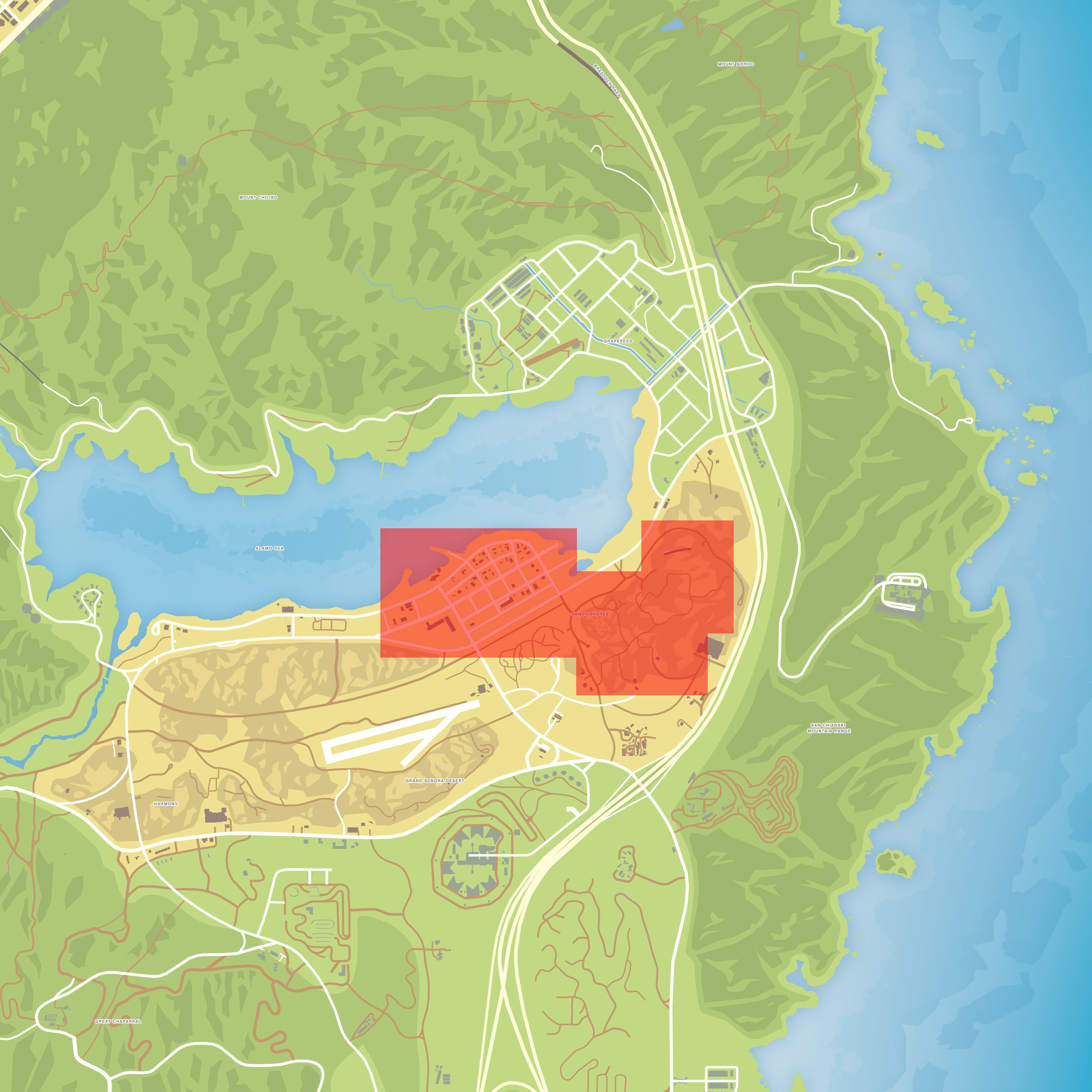 Grand Theft Auto V 5 Los Santos and Blaine County Landkarte Map