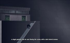 As the news report is relayed, Claude and Maria climb the stairs to the top of the dam.