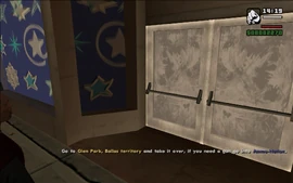 CJ going into the Ammu-Nation store.