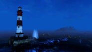 The lighthouse at night.